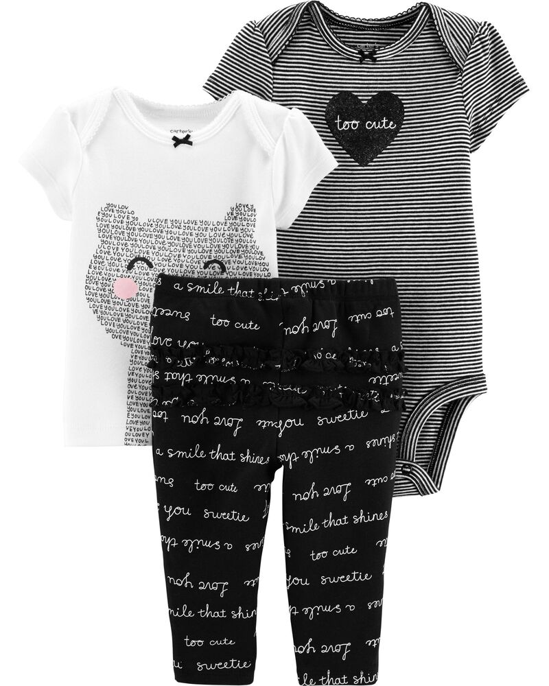 Carters 3 Piece Character Set Black Bear Wild About Mommy Preemie